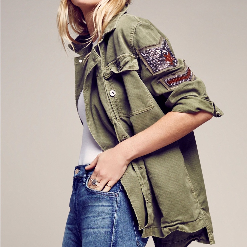 Free People green military jacket